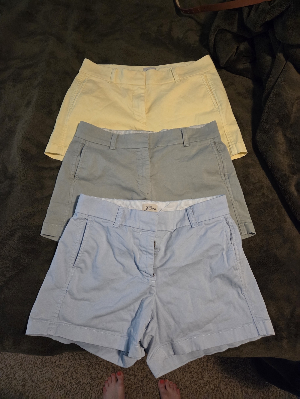 J. Crew Women’s Shorts Trio — Pale Yellow, Light Green, Sky Blue